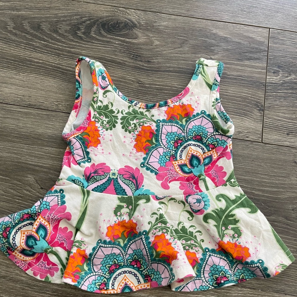 Ricrac and ruffles Floral Kids Tank Top